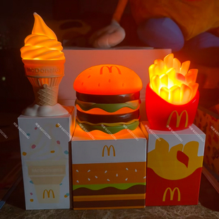 正版麦当劳拍拍灯汉堡薯条甜筒M记小夜灯玩具床头书桌小摆件
