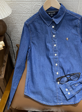 保罗专柜 女士牛仔衬衫 翻领长袖 修身显瘦 专柜正品  CWDC59260