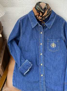 保罗彼得专柜正品女士长袖牛仔衬衫2025秋季新款百搭CYECC00350