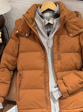 男士新款羽绒服橘黄色显白可拆卸帽保罗彼得商场同款WAEDR00103