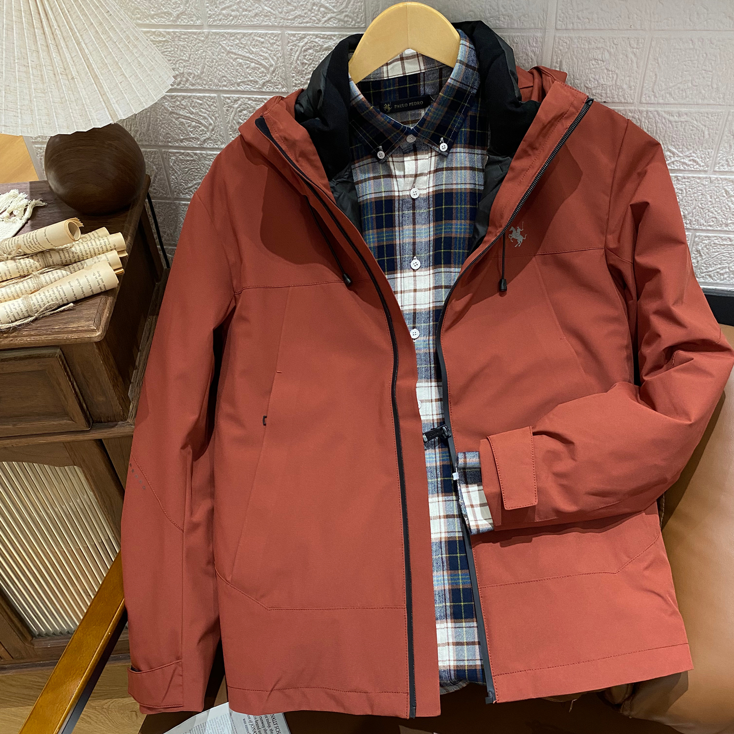 保罗彼得男式可脱卸羽绒服