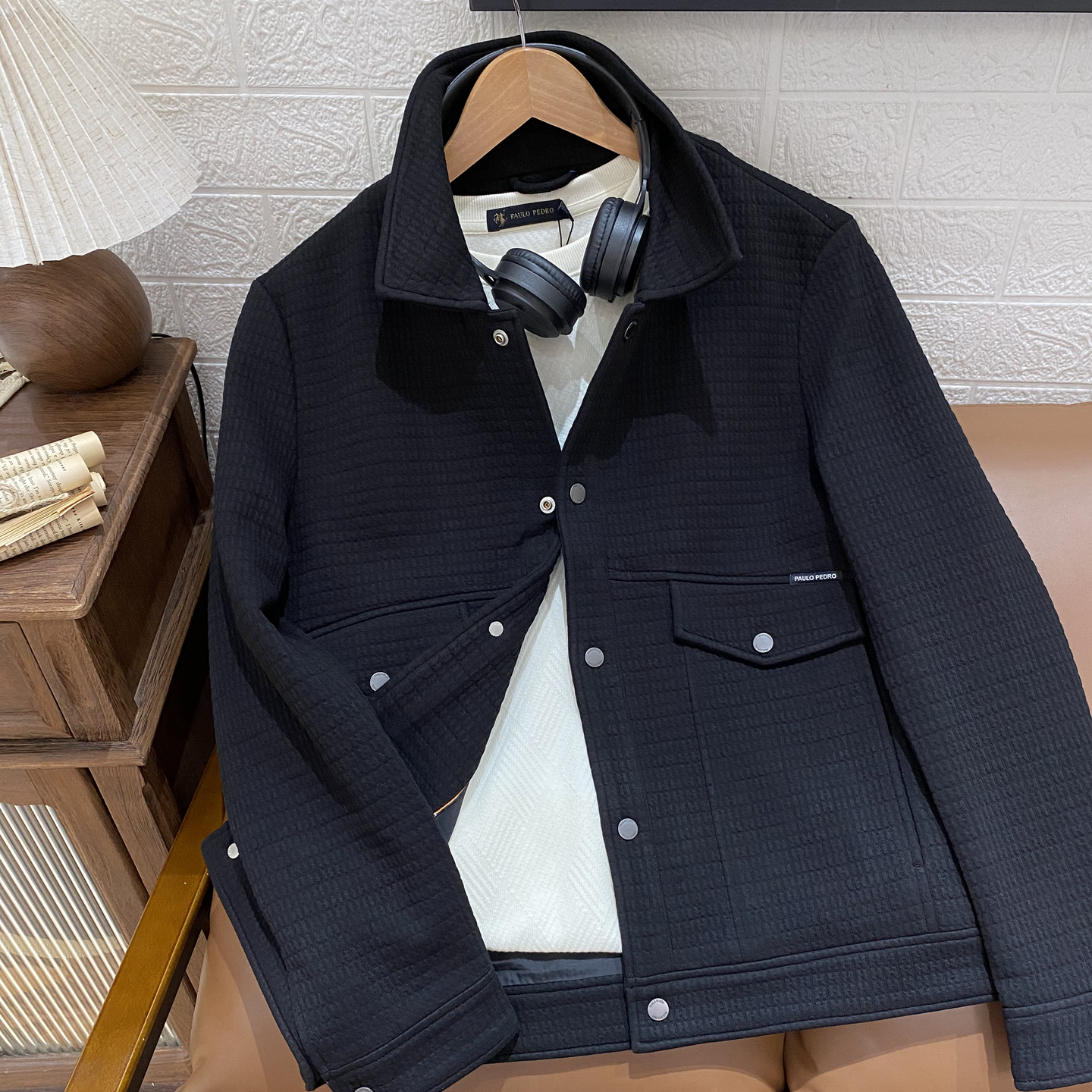 保罗彼得专柜正品男士翻领夹克外套保暖舒适简约时尚RECC72710