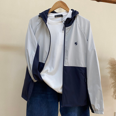男士连帽外套 保罗彼得专柜正品 轻薄休闲户外拼接撞色SKFAJ00742