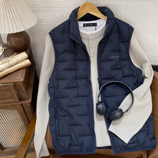 保罗彼得专柜正品秋冬新款男式轻薄立领羽绒马甲保暖WQED59591/92