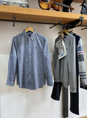 保罗彼得 2024春装男式长袖衬衫棉亚麻净色薄款商务衬衣CIDA58960