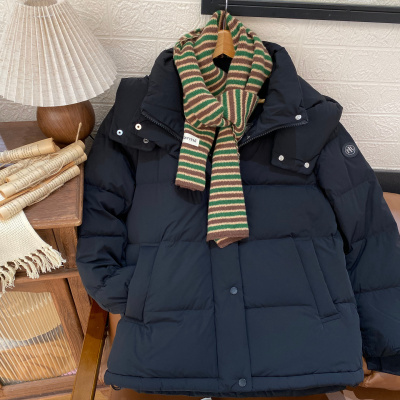 可拆卸帽羽绒服短款黑色