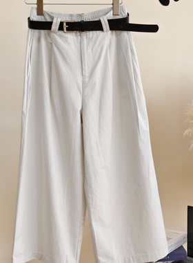 保罗彼得女士新款纯棉休闲裤九分裤半送紧腰带腰带舒适HAFBK01280