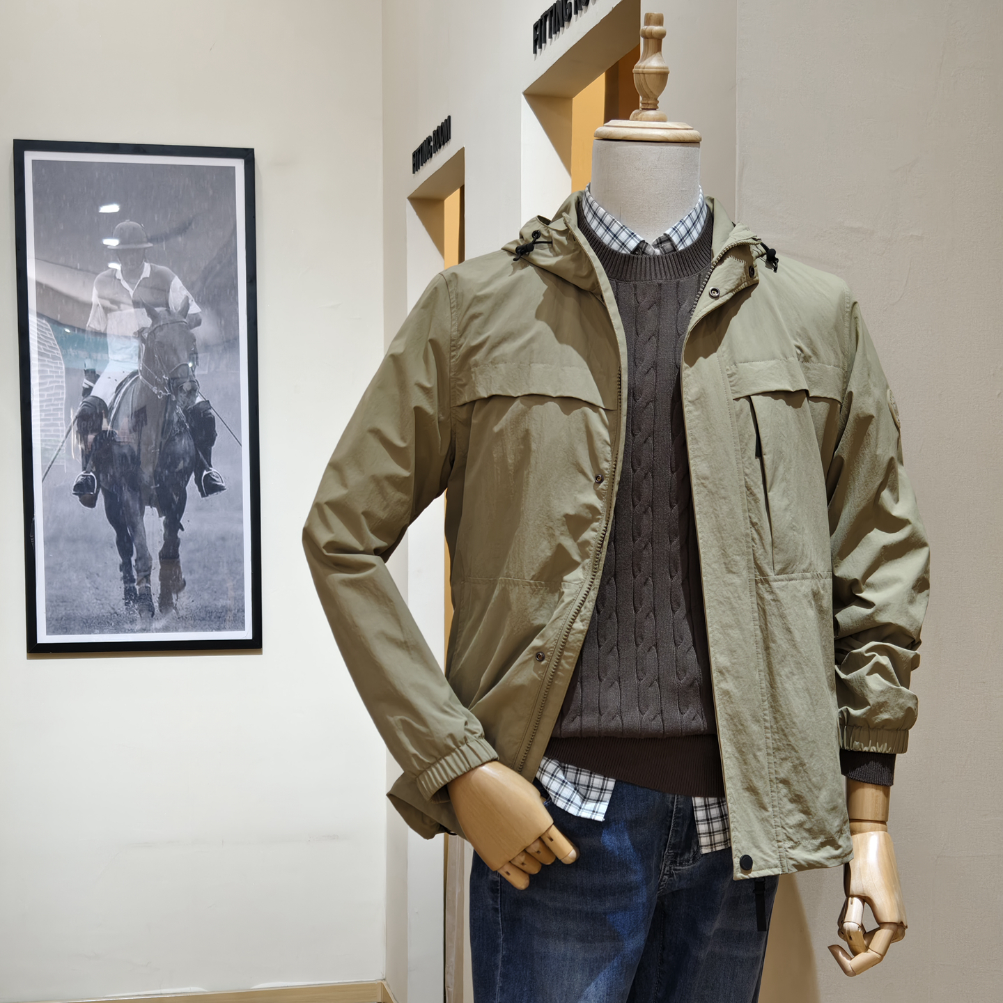 保罗彼得 专柜正品男士连帽外套夹克冲锋衣简约百搭休闲RWEA73690