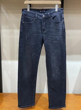 保罗彼得专柜正品男士百搭黑色牛仔裤男秋冬款 耐磨直筒LKDC19820