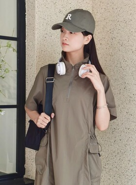 保罗彼得专柜正品女士连衣裙立领 军绿色 户外 潮酷时尚SKEB52930