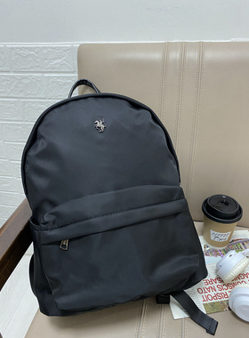 保罗彼得双肩包时尚百搭黑色尼龙布轻便背包大容量旅行BQBB72530