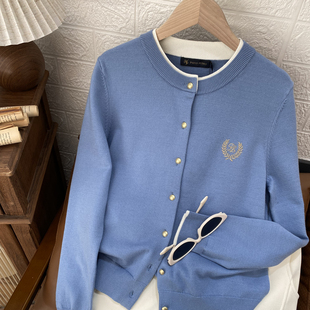 舒适保暖UKECZ00162 针织开衫 保罗彼得专柜正品 女士圆领拼接领长袖