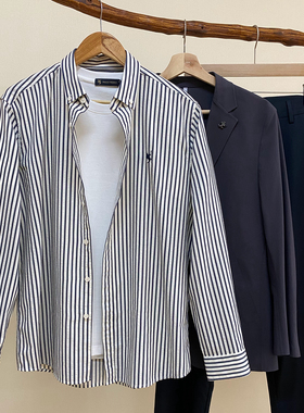 商场同款男式条纹衬衫休闲商务长袖衬衣保罗彼得春新款YWFAC00460