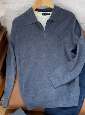 保罗彼得正品 新款男士翻领针织衫半拉链毛衣柔软舒适YXECZ00712