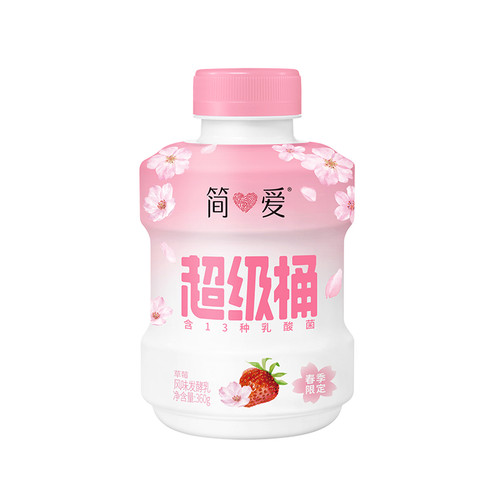简爱超级桶酸奶草莓味风味发酵乳360克下午茶酸奶