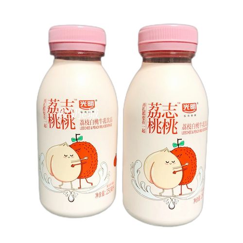 光明新品荔志桃桃荔枝瓶装牛乳