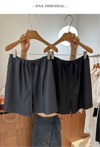 UP ONE2024春夏新款简约抽绳松紧腰西装短裤女ins韩版阔腿五分裤