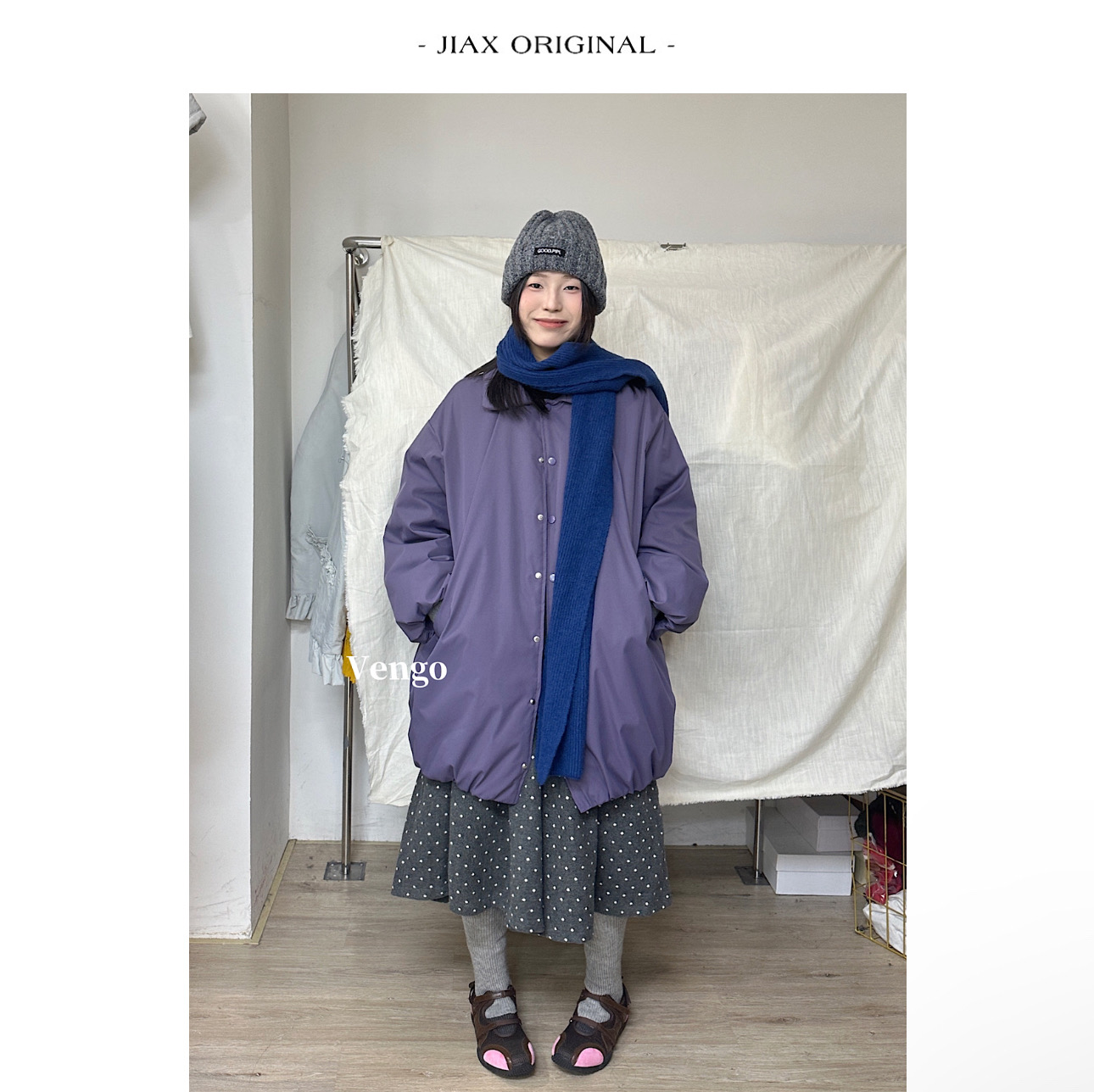 Vengo2025秋冬韩系纯色翻领单排扣羽绒服女ins韩版宽松中长款外套