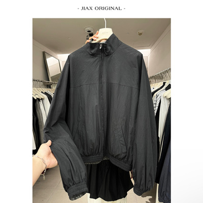 UPONE早春立领格纹双面穿速干外套女ins韩版宽松显瘦休闲夹克上衣