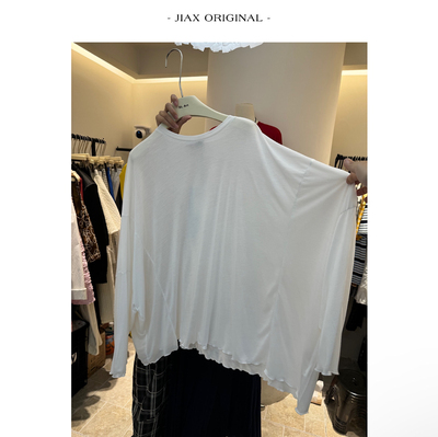 SLArt 2026春夏纯色蝙蝠袖防晒衫女ins韩版廓形垂感微透长袖t恤