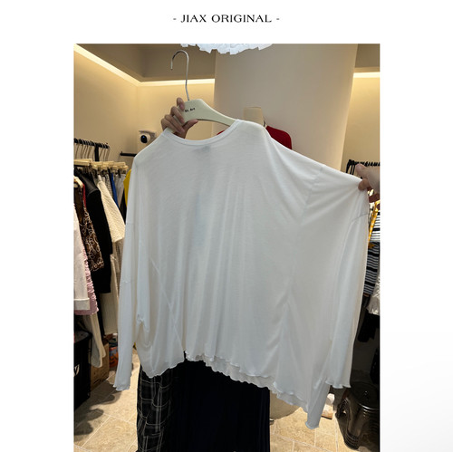 SLArt 2026春夏纯色蝙蝠袖防晒衫女ins韩版廓形垂感微透长袖t恤