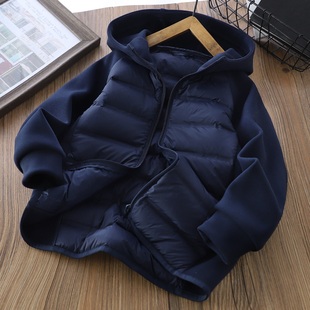 清 HZXF2419款 针织连帽羽绒拼接防风外套