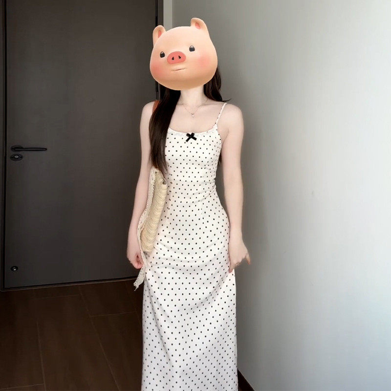 2026新款早春装波点吊带连衣裙子女夏季气质绝美穿搭一整套装长裙
