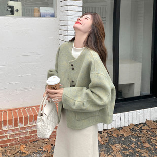 韩版短款双面羊绒大衣女时尚2025新款秋季超好看洋派减龄毛呢外套