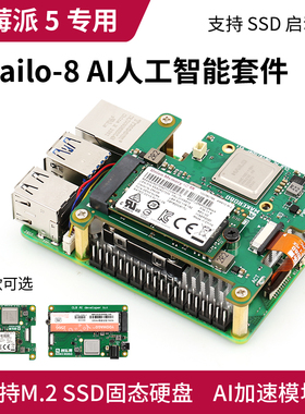 Raspberry Pi AI Kit 5 AI Kit  PCIE转M.2扩展板 Hailo-8