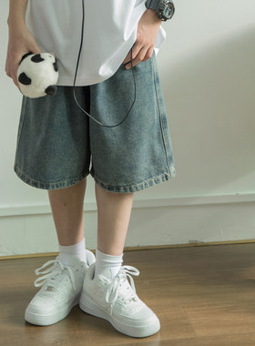 男童复古牛仔裤2026夏季新款中大童宽松五分裤青少年直筒短裤街舞
