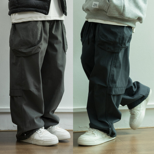 男童加绒工装裤2025冬新款青少年加厚裤子初中生男孩直筒裤束脚裤