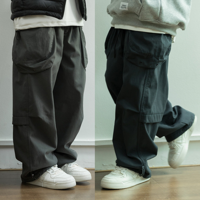 男童加绒工装裤2025冬新款青少年加厚裤子初中生男孩直筒裤束脚裤