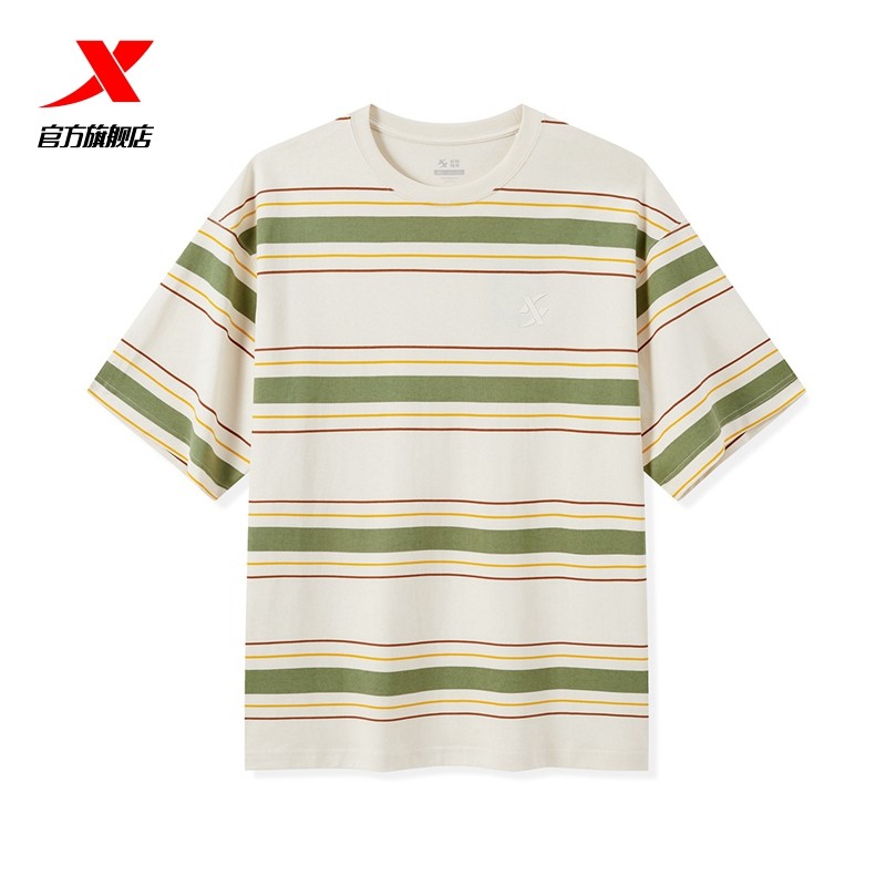 特步短袖2025秋冬新款纯棉宽松舒适圆领男子运动T恤976229010574