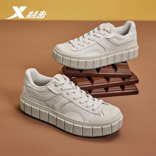 板鞋特步巧克力革面潮流男