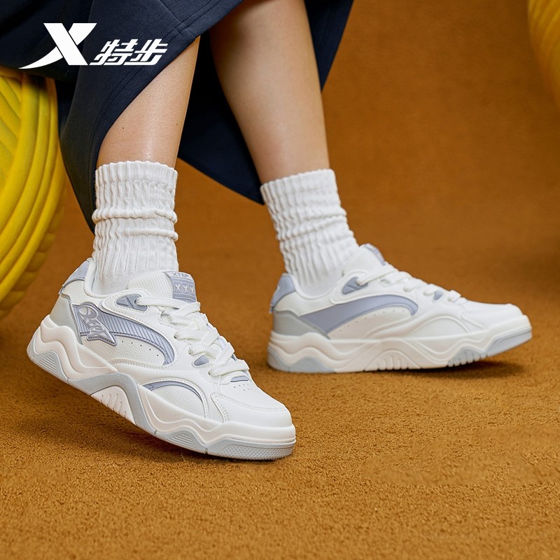 特步锯齿鞋2026春季新款女鞋板鞋革面保暖休闲鞋运动鞋门店同款鞋,运动鞋new,板鞋,淘宝优惠券,粉丝福利购,淘宝优惠卷