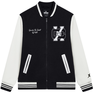 特步外套男秋冬款美式复古情侣棒球卫衣保暖棉服宽松运动服女士