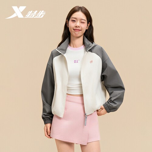 特步ATOMO FAFA丨运动外套女秋冬新款休闲风衣运动服975328150579