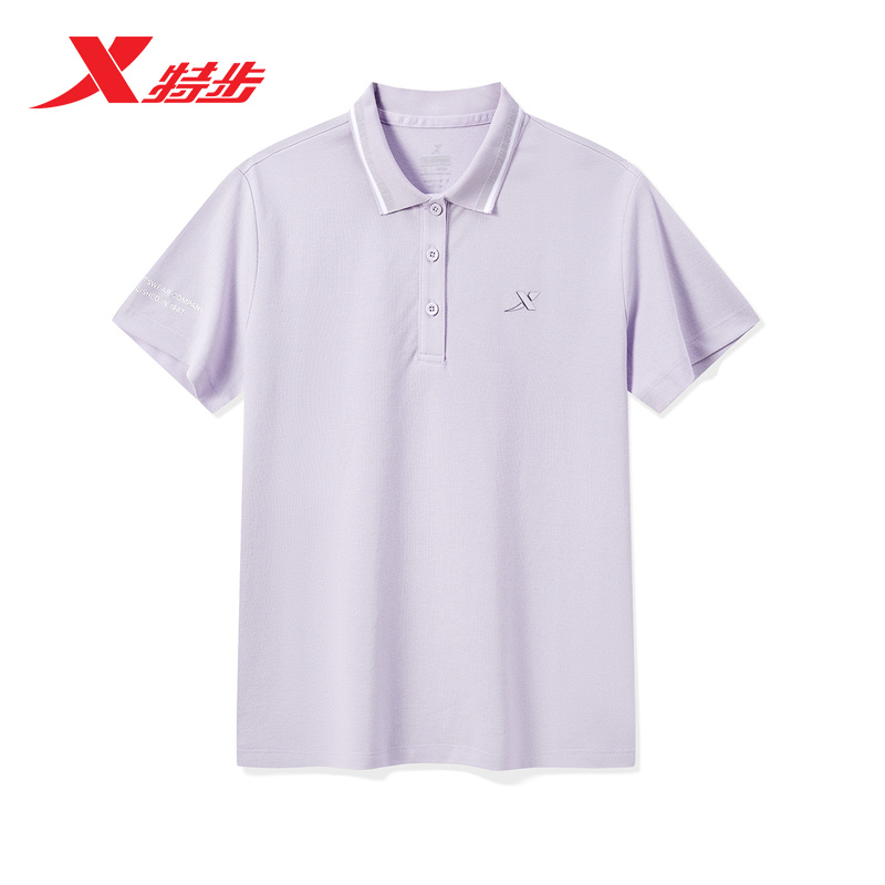 女款特步翻领宽松polo衫