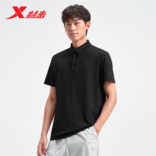 特步polo衫男官方夏季休闲百搭短袖透气运动上衣975229020203