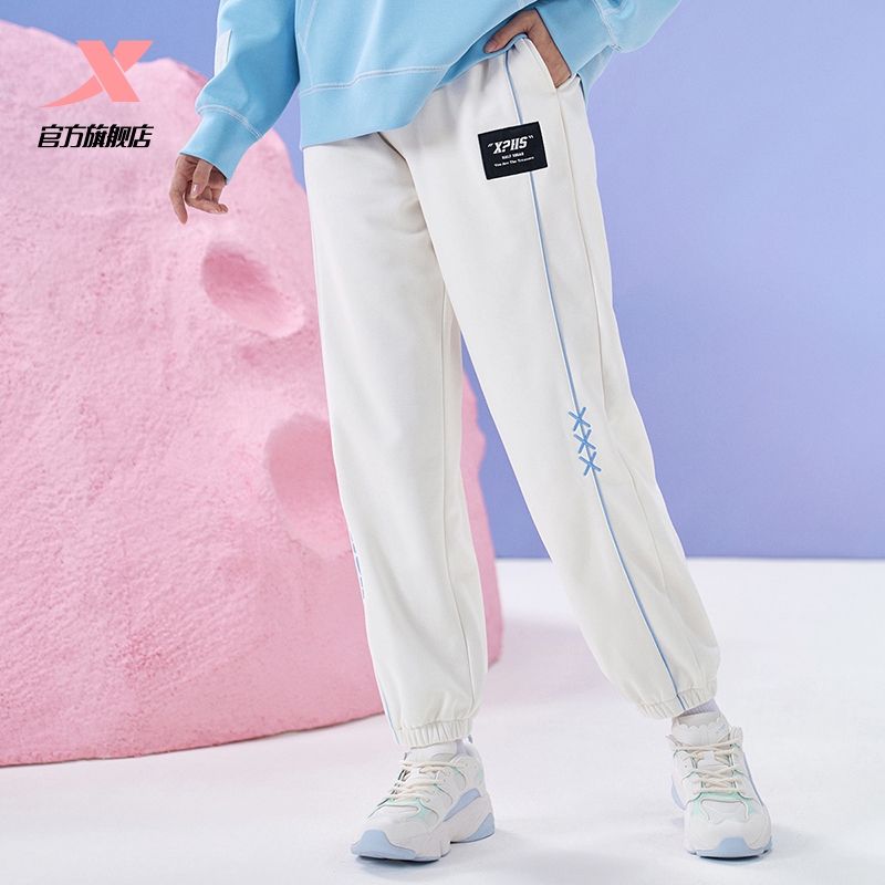 运动裤特步加绒保暖半糖