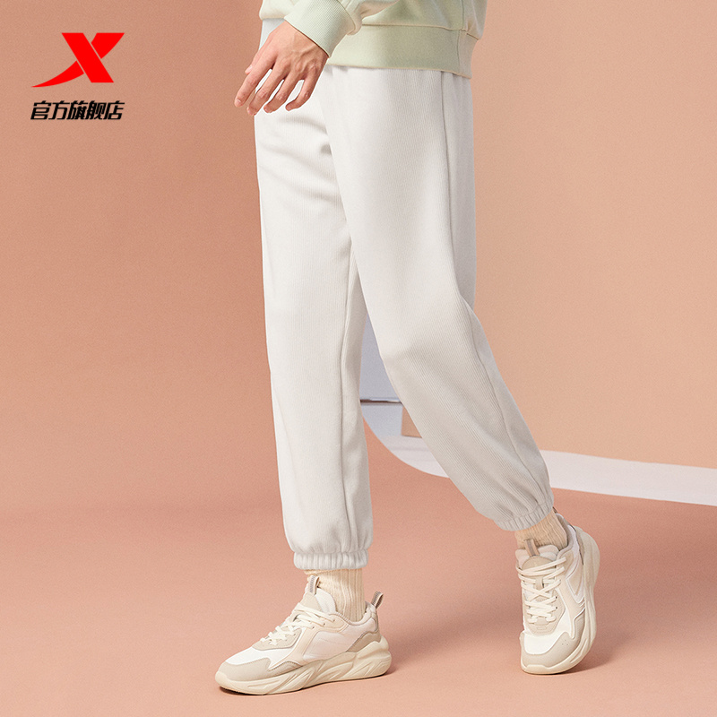 运动长裤特步加绒保暖女束脚