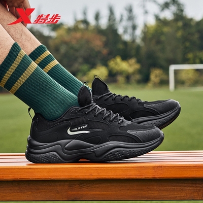 特步跑鞋男鞋秋冬网面透气厚底增高轻便复古老爹鞋运动鞋休闲鞋女