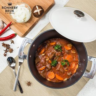 Bruk白色珐琅锅24cm铸铁锅炖锅煲汤焖烧家用电磁炉搪瓷锅 Ronneby