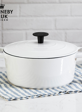 Rb白色珐琅锅22cm铸铁锅焖炖锅炖盅煲汤焖烧家用电磁炉煮锅搪瓷锅