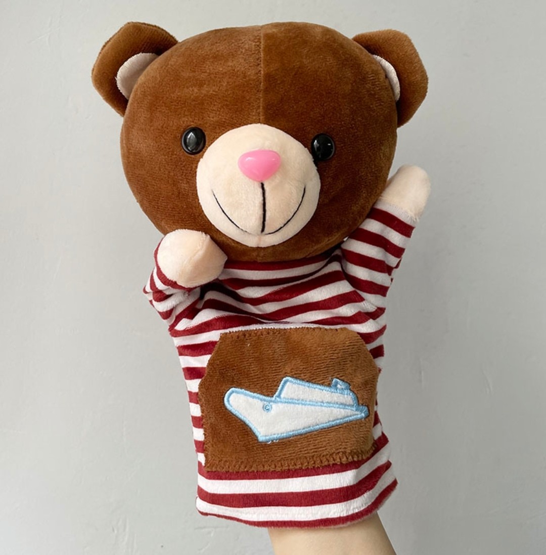 热卖讲故事游戏大号动物手偶玩具小熊手套玩偶毛绒手指偶熊猫公仔