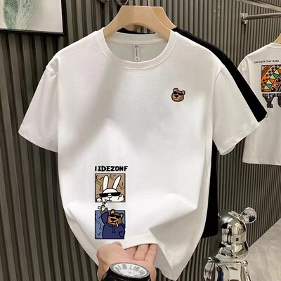 品牌专柜撤回外贸折扣尾货~潮流痞帅纯棉短袖t恤男女同款夏季百搭
