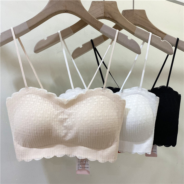 抹胸女夏季薄款吊带无痕内衣蕾丝聚拢美背防走光文胸罩裹胸带胸垫