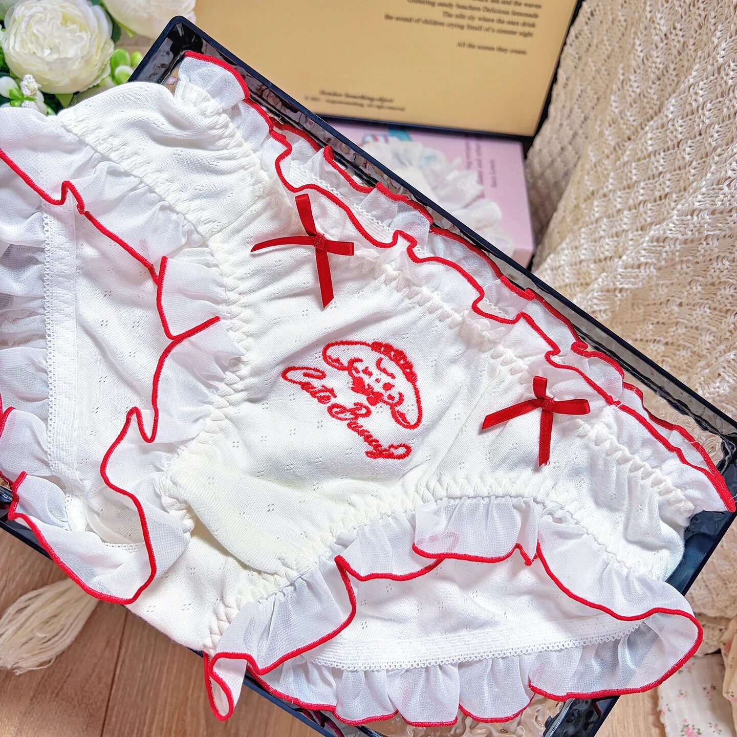日系甜美纯棉蕾丝低腰女三角裤