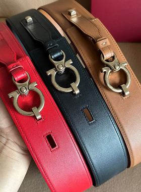 Ferr金属拉环宽腰封女可调节5.5CM时尚新款皮带百搭头层牛皮重工