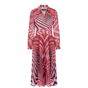 现货速发玛家商场同款2025春季草莓红V领衬衣条纹连衣A1DAW61270